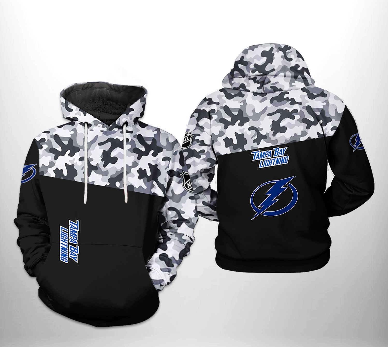 Tampa Bay Lightning NHL Camo Veteran 3D All Over Print Hoodie, Zip Hoodie