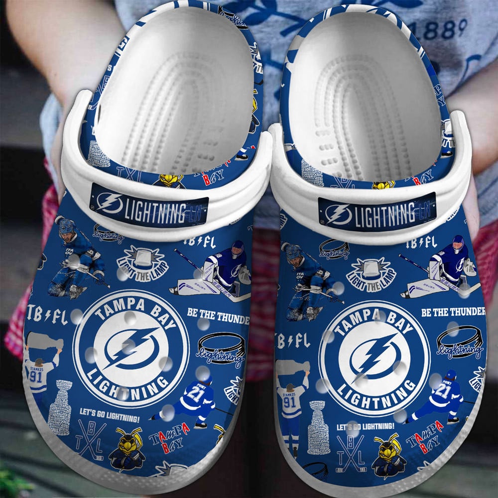 Tampa Bay Lightning NHL Sport Crocs Crocband Clogs Shoes Comfortable For Men Women and Kids
