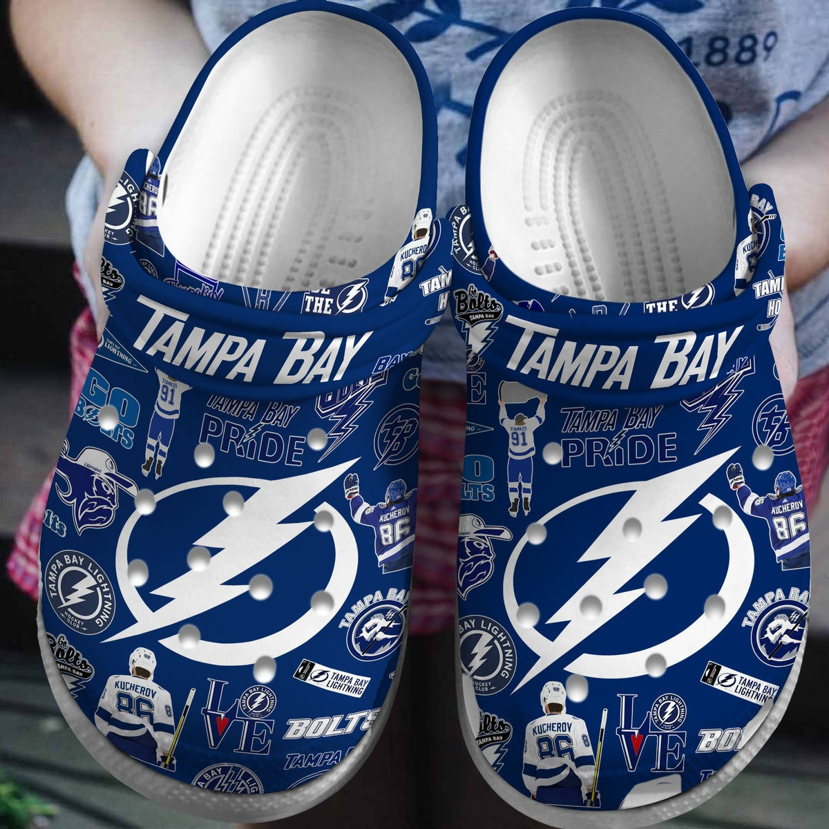 Tampa Bay Lightning NHL Sport Crocs Crocband Clogs Shoes Comfortable For Men Women and Kids