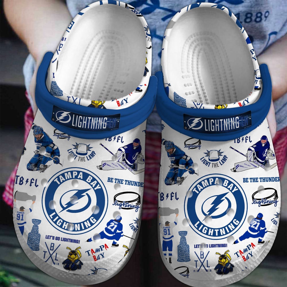 Tampa Bay Lightning NHL Sport Crocs Crocband Clogs Shoes Comfortable For Men Women and Kids