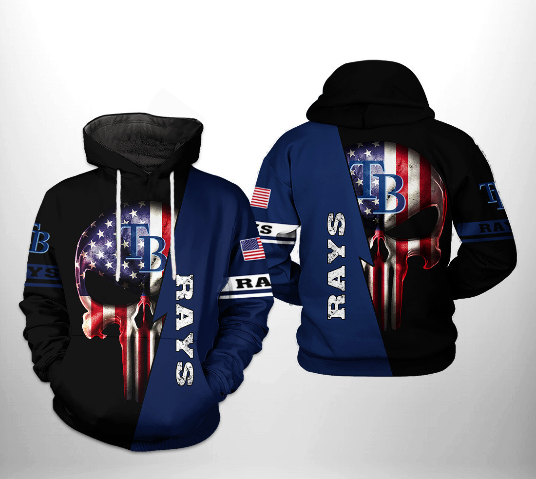 Tampa Bay Rays MLB US Flag Skull 3D All Over Print Hoodie, Zip Hoodie
