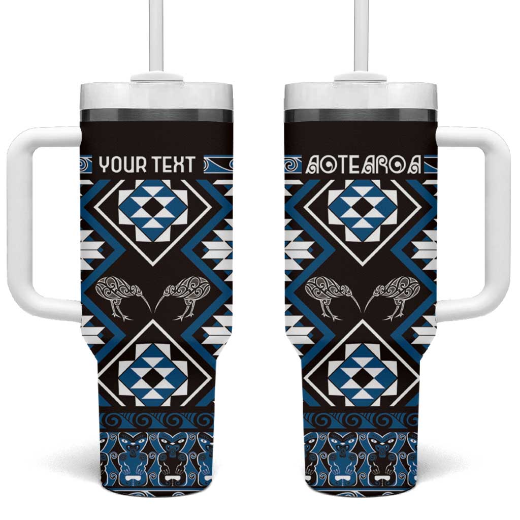 Taniko Motifs Aotearoa Waitangi Kowhaiwhai Kiwi Blue Custom Stanley Cup 40 oz 30 oz Tumbler With HandleTVC2301363