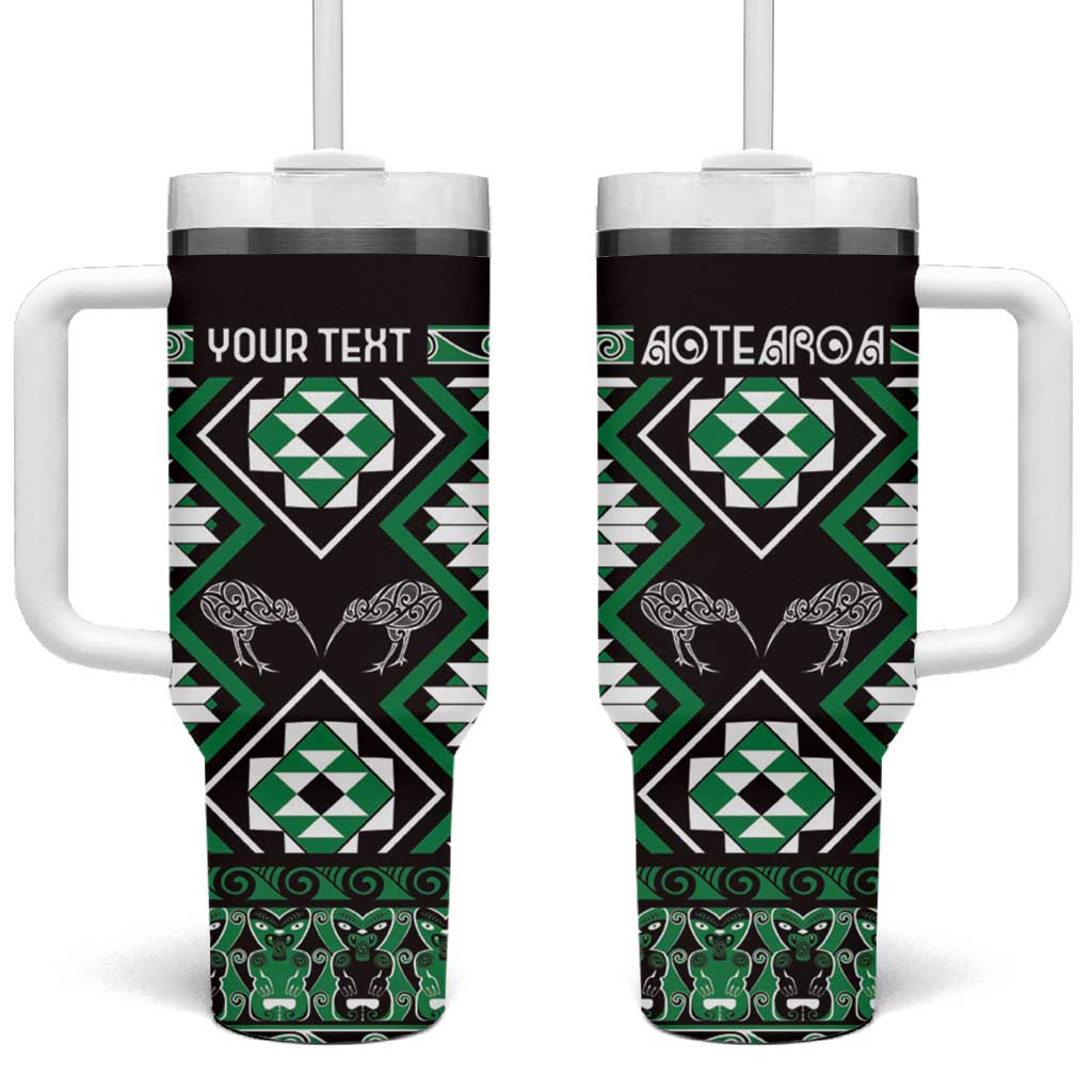 Taniko Motifs Aotearoa Waitangi Kowhaiwhai Kiwi Green Custom Stanley Cup 40 oz 30 oz Tumbler With HandleTVC2301363