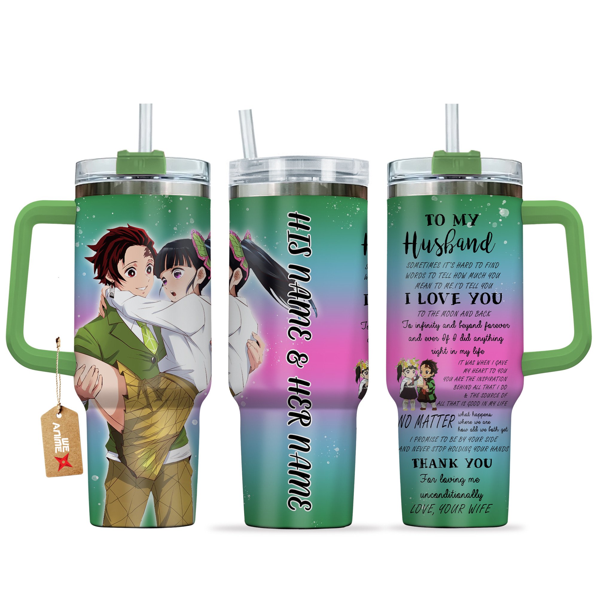 Tanjiro Kamado & Kanao Tsuyuri Demon Slayer Anime Valentine Custom Stanley Cup 40 oz 30 oz Tumbler With HandleTVC2301168