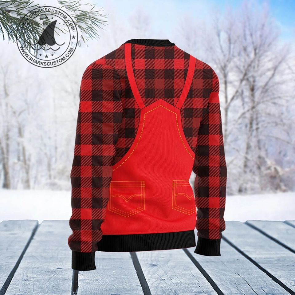 Tartan Cat Ugly Knitted Christmas Sweater - Image 3