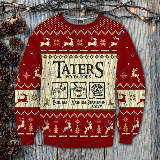 Taters po-ta-toes recipe lord of the rings ugly christmas sweatshirt maria - Image 2