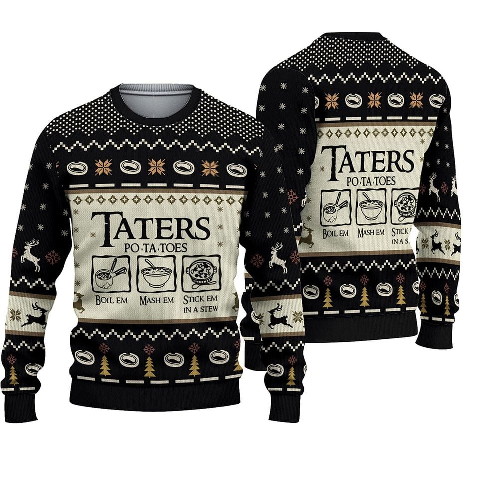 Taters Potatoes Red Ugly Christmas Sweater, Ugly Sweater 2023
