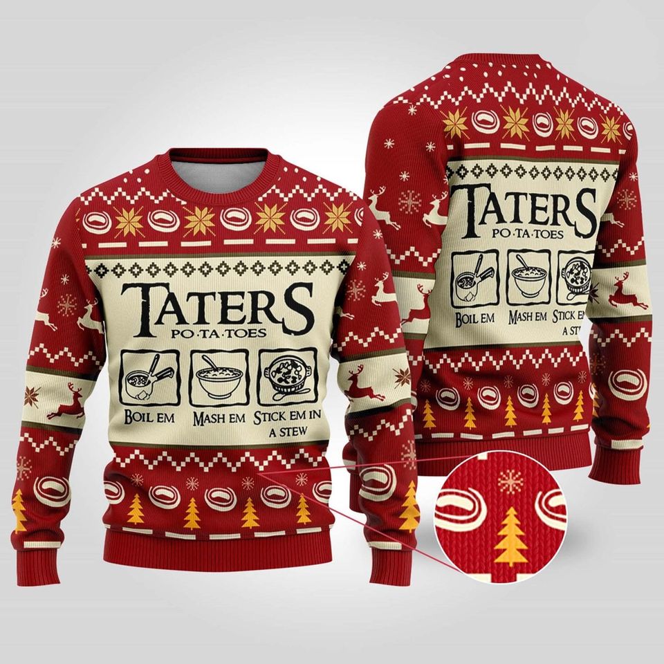 Taters Potatoes Ugly Christmas Sweater - Lord of the Rings Holiday Sweater