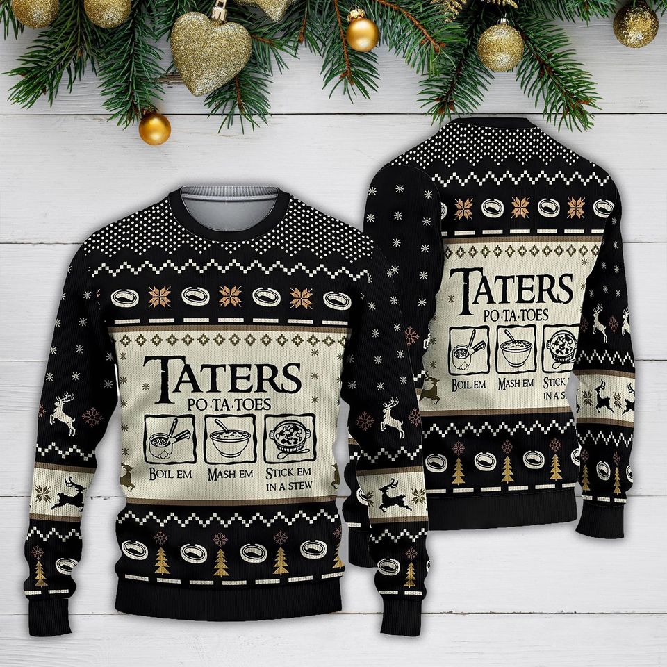 Taters Potatoes Ugly Christmas Sweater, LOTR Fans Sweater