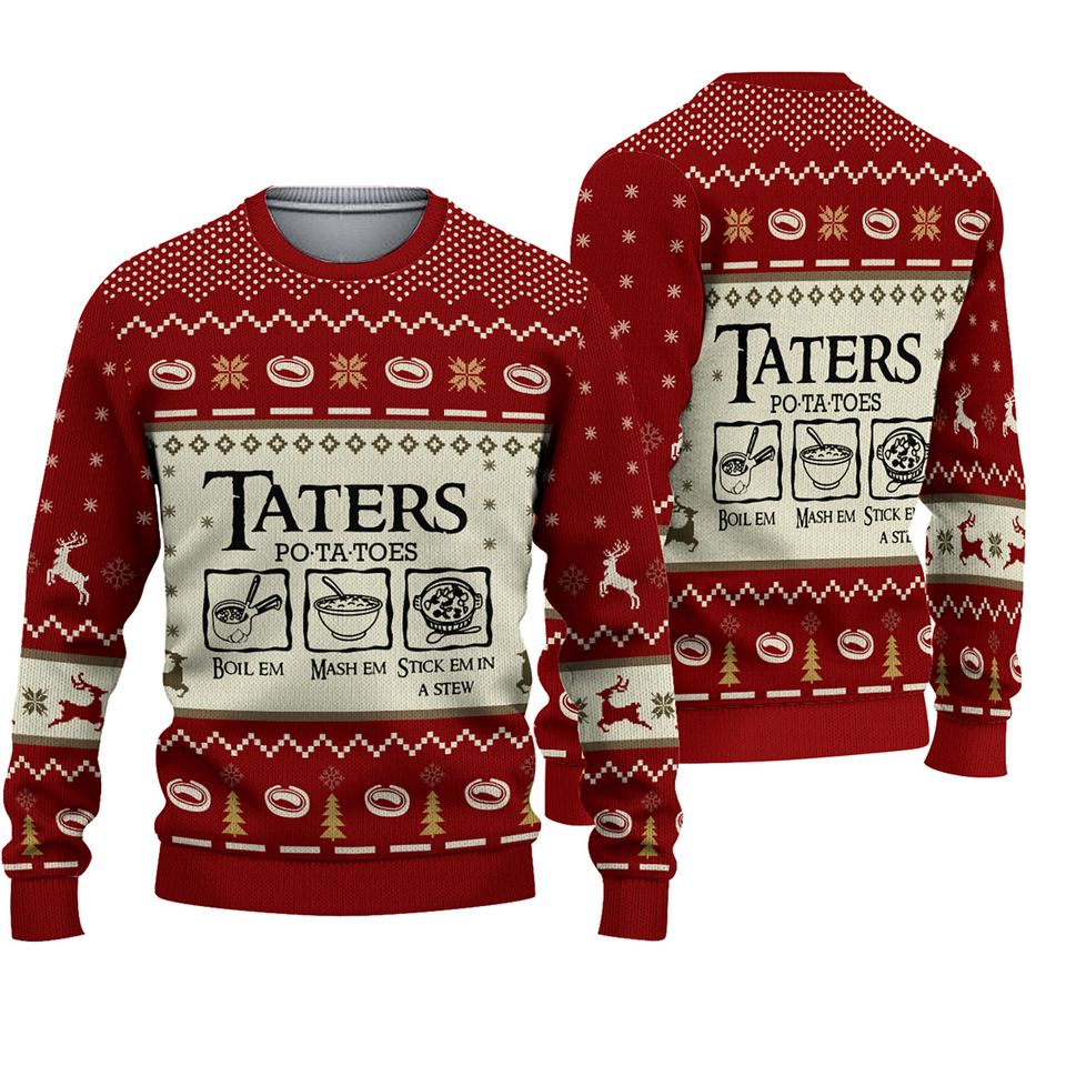 Taters Potatoes Ugly Christmas Sweater, LOTR Fans Sweater