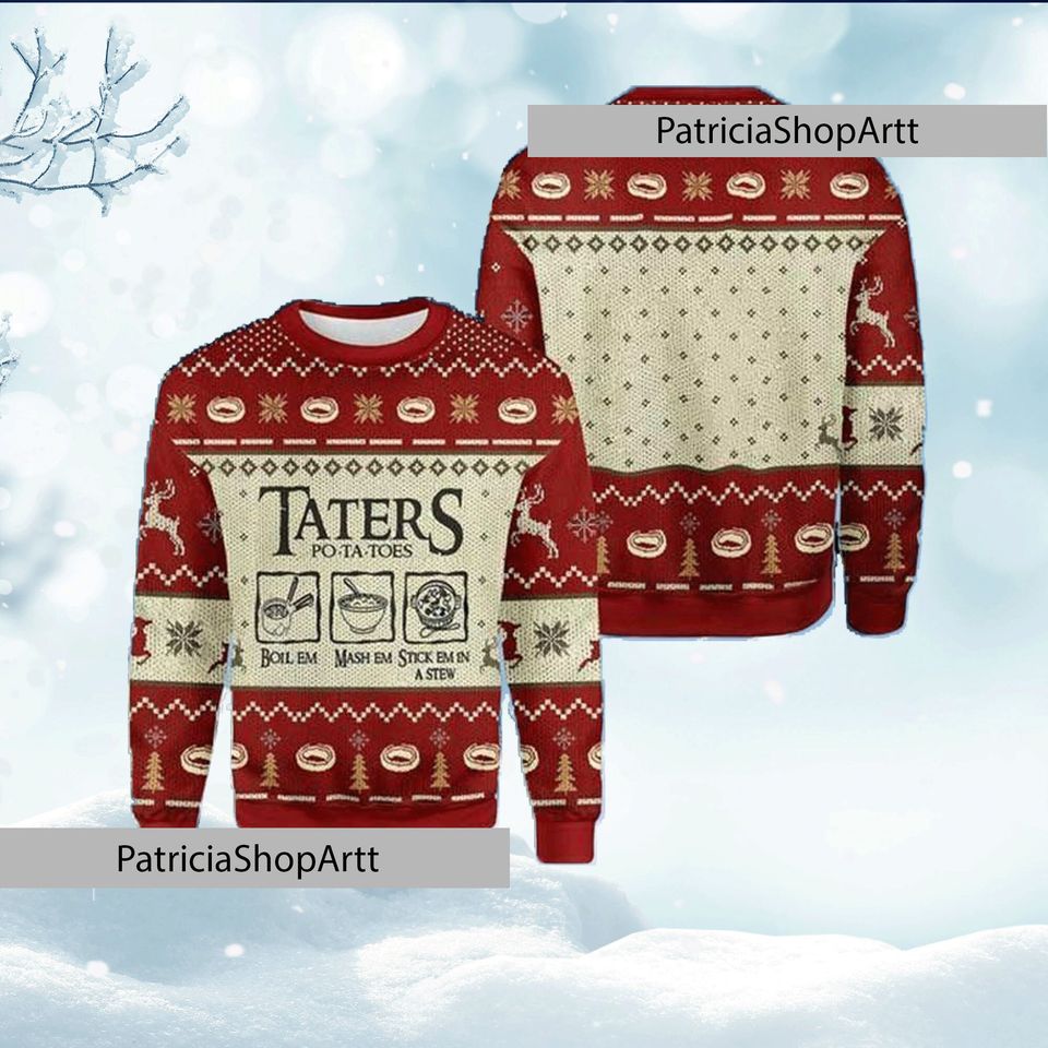 Taters Potatoes Ugly Christmas Sweater, LOTR Fans Sweater