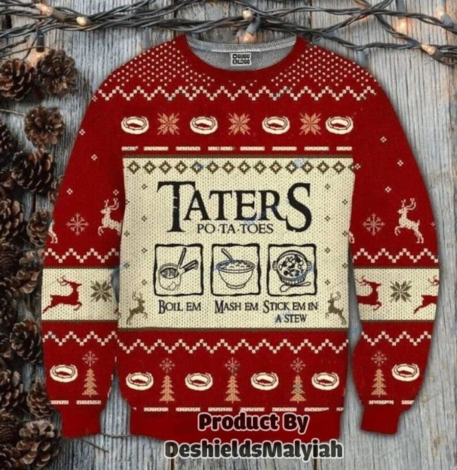 Taters Potatoes Ugly Christmas Sweater, Taters Fans Sweater