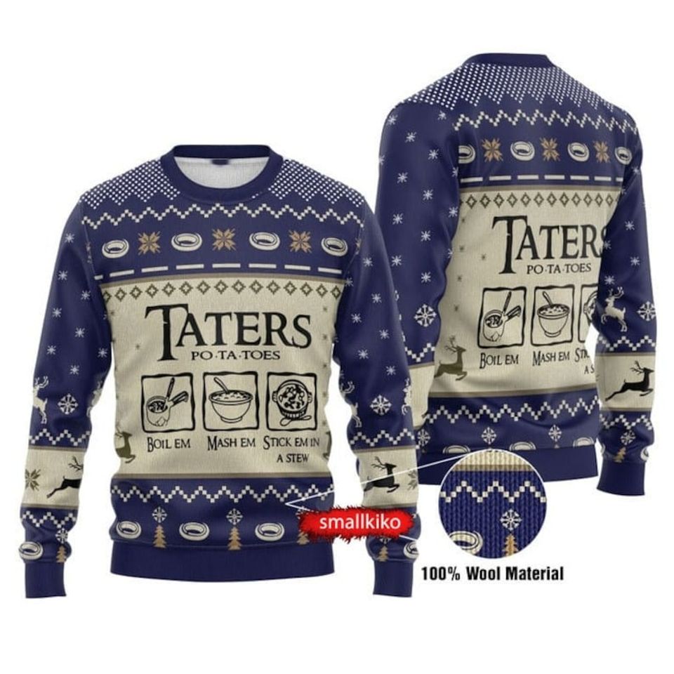Taters Potatoes Ugly Christmas Sweater, Xmas Sweater