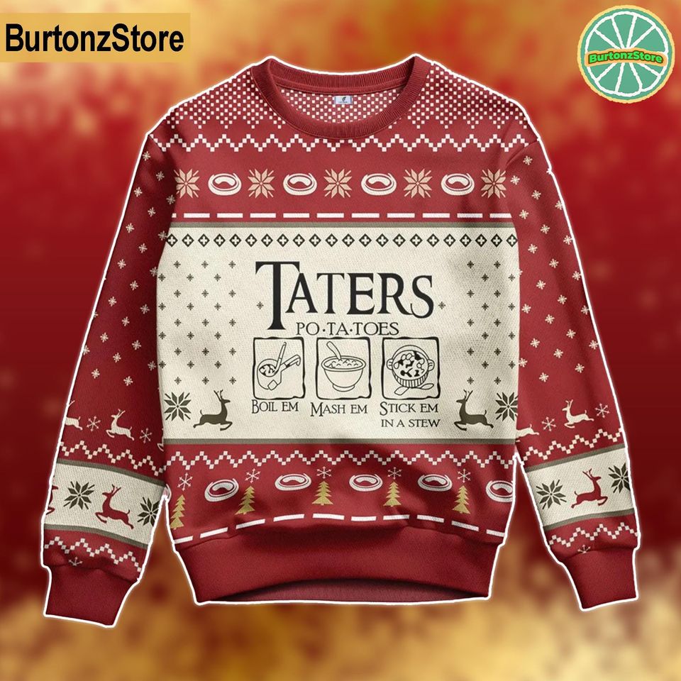 Taters Potatoes Ugly Christmas Sweater, Yummy Taters Potatoes Sweater