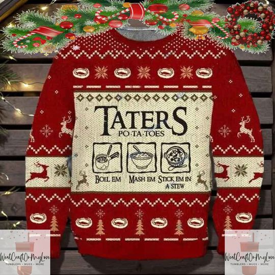 Taters Potatoes Ugly Christmas Sweaters, Christmas Holiday Sweaters - Image 10