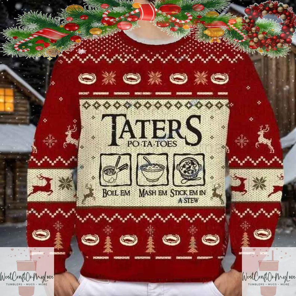 Taters Potatoes Ugly Christmas Sweaters, Christmas Holiday Sweaters - Image 2