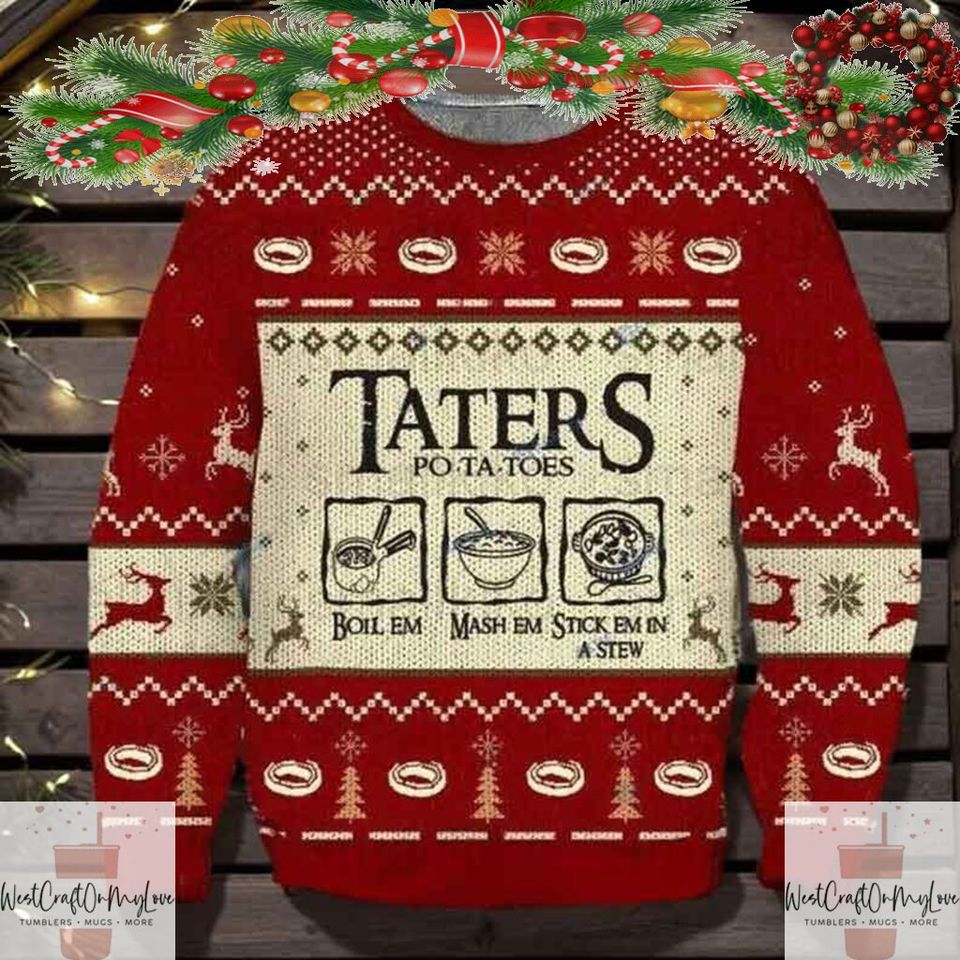 Taters Potatoes Ugly Christmas Sweaters, Christmas Holiday Sweaters - Image 5
