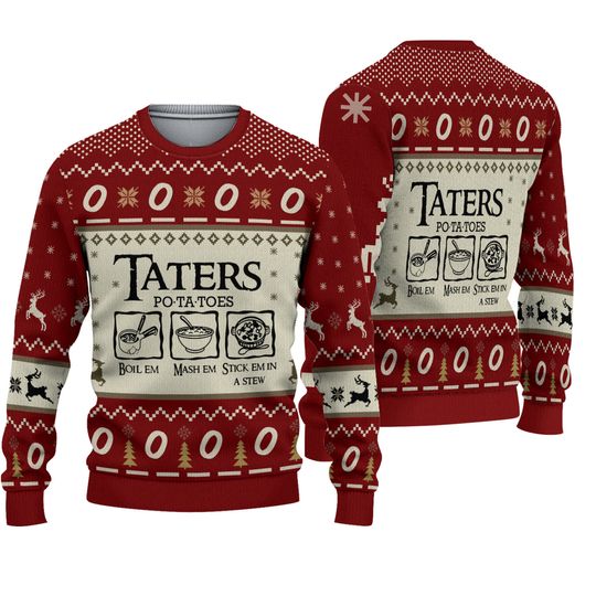 Taters Potatoes Ugly Sweater, LOTR Fans Xmas Sweater, Christmas Gift Sweatshirt - Image 2