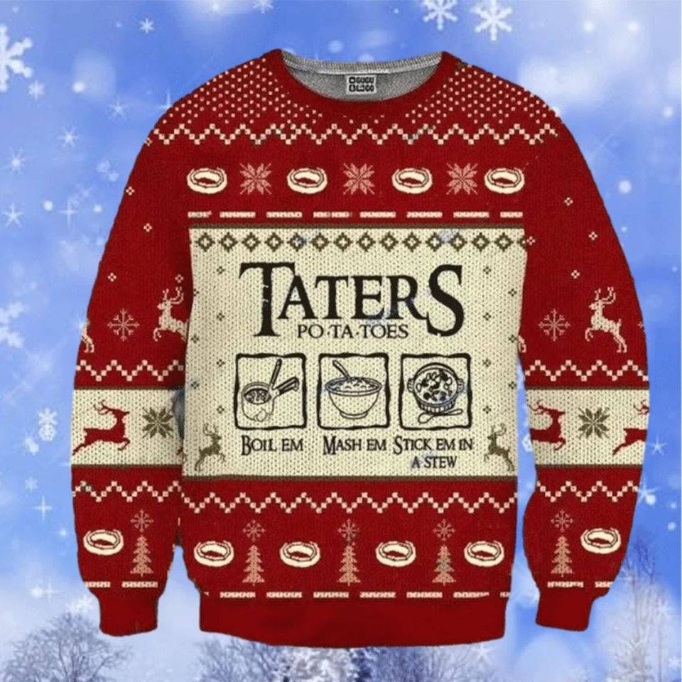 Taters Potatoes Ugly Sweater, LOTR Ugly Christmas Sweater, Patotoes Sweater - Image 3