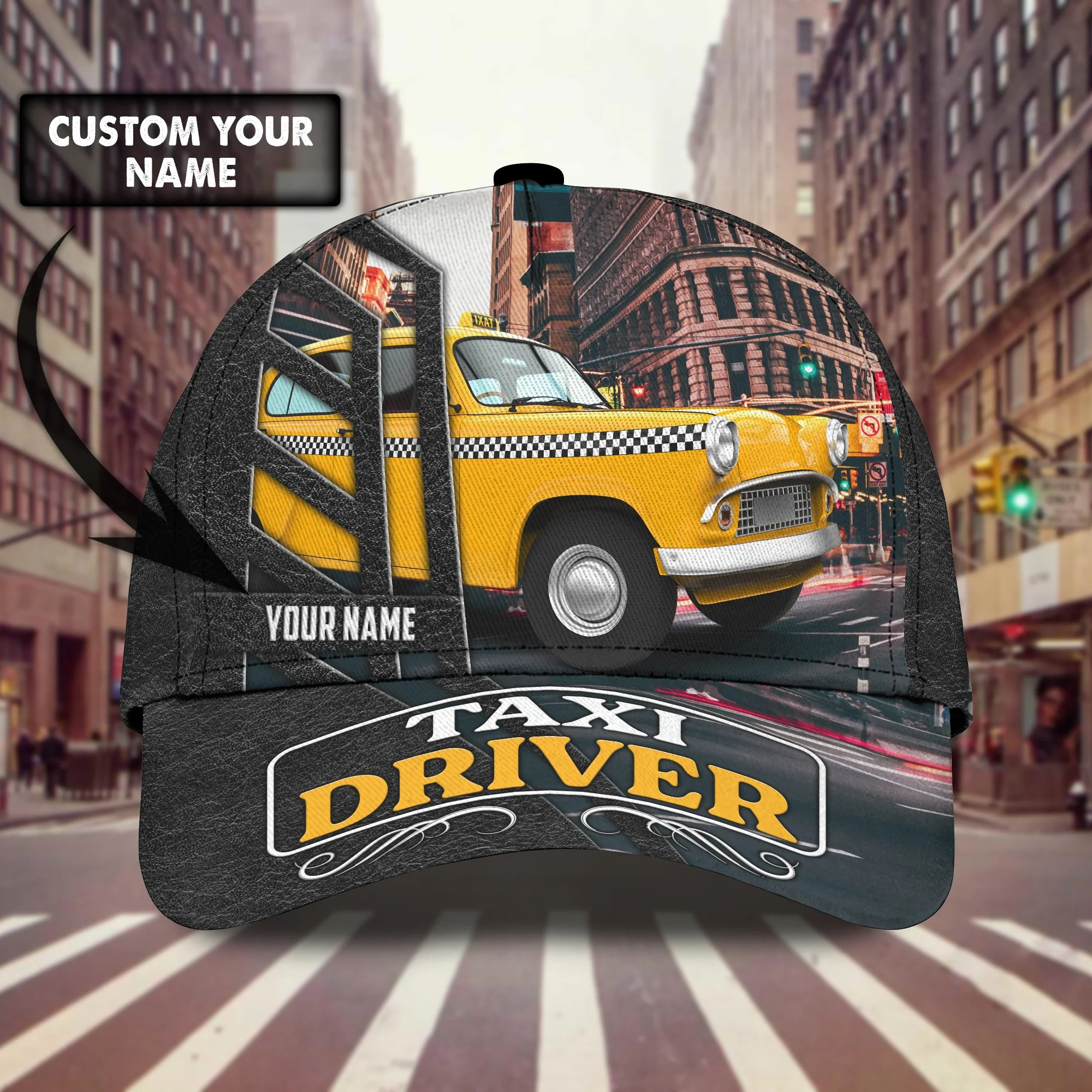 Taxi Driver Cap, Personalized Taxi Driver 3D Classic Cap for Men,Women, Custom Name Hat for Husband, Dad, Drivers Trucker Hats Custom Hats Gifts For Men & Women