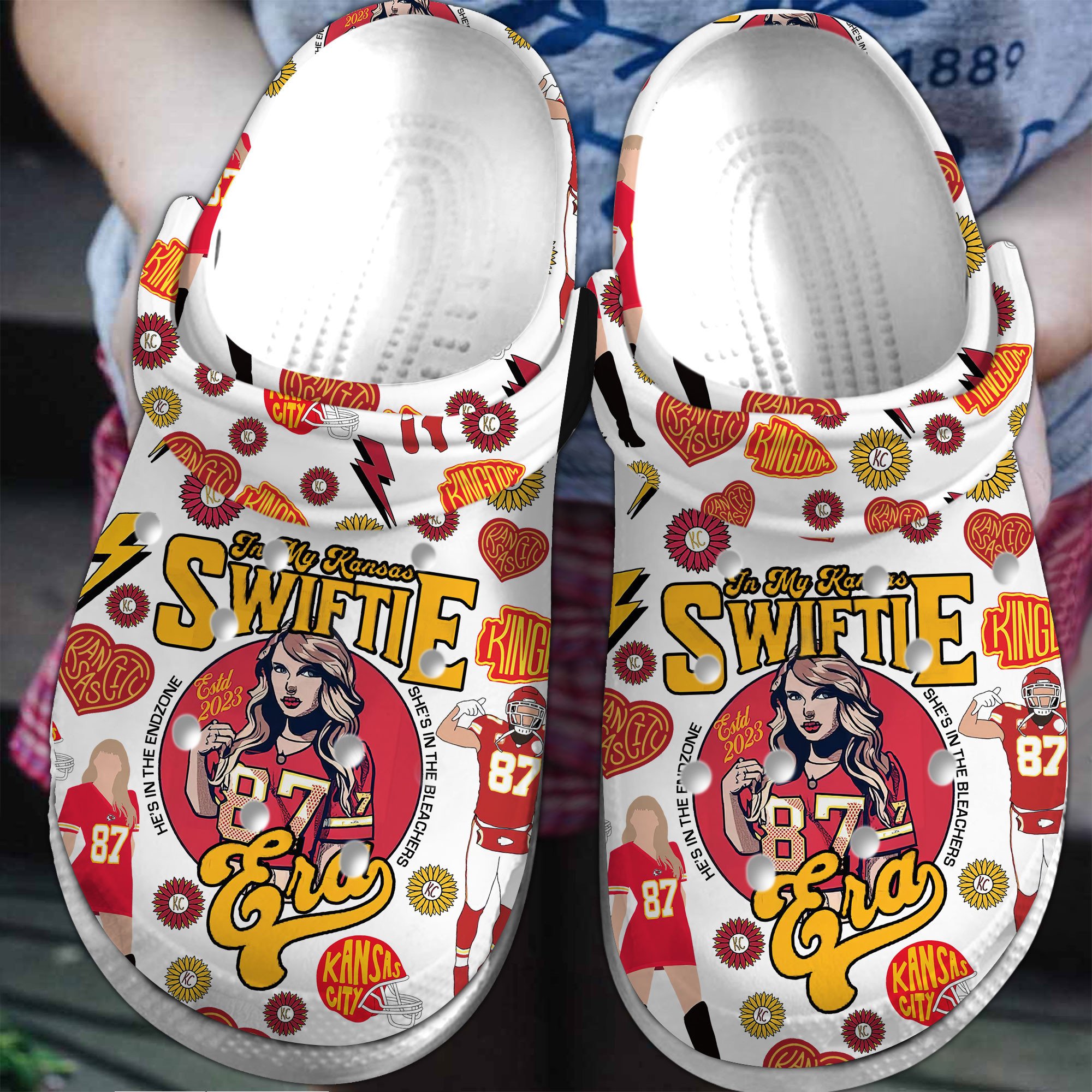 Taylor Swift Kansas City Chiefs Music NFL Sport Crocs Crocband Clogs Shoes Comfortable For Men Women and Kids