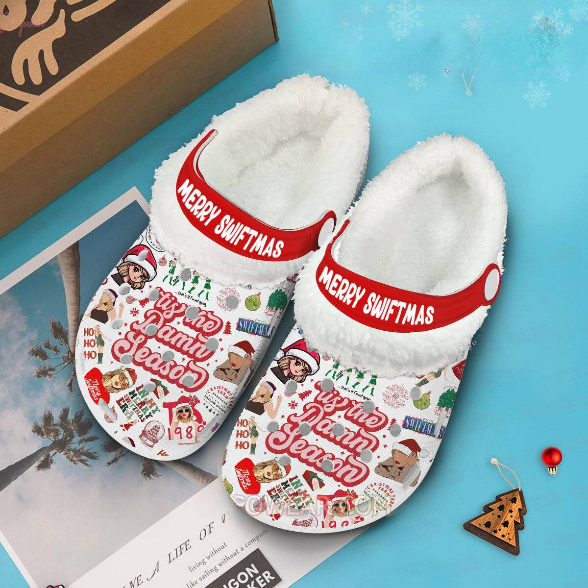 Taylor Swift Music Christmas Crocs Crocband Fleece Lined Clogs Shoes Comfortable For Men Women and Kids In Winter