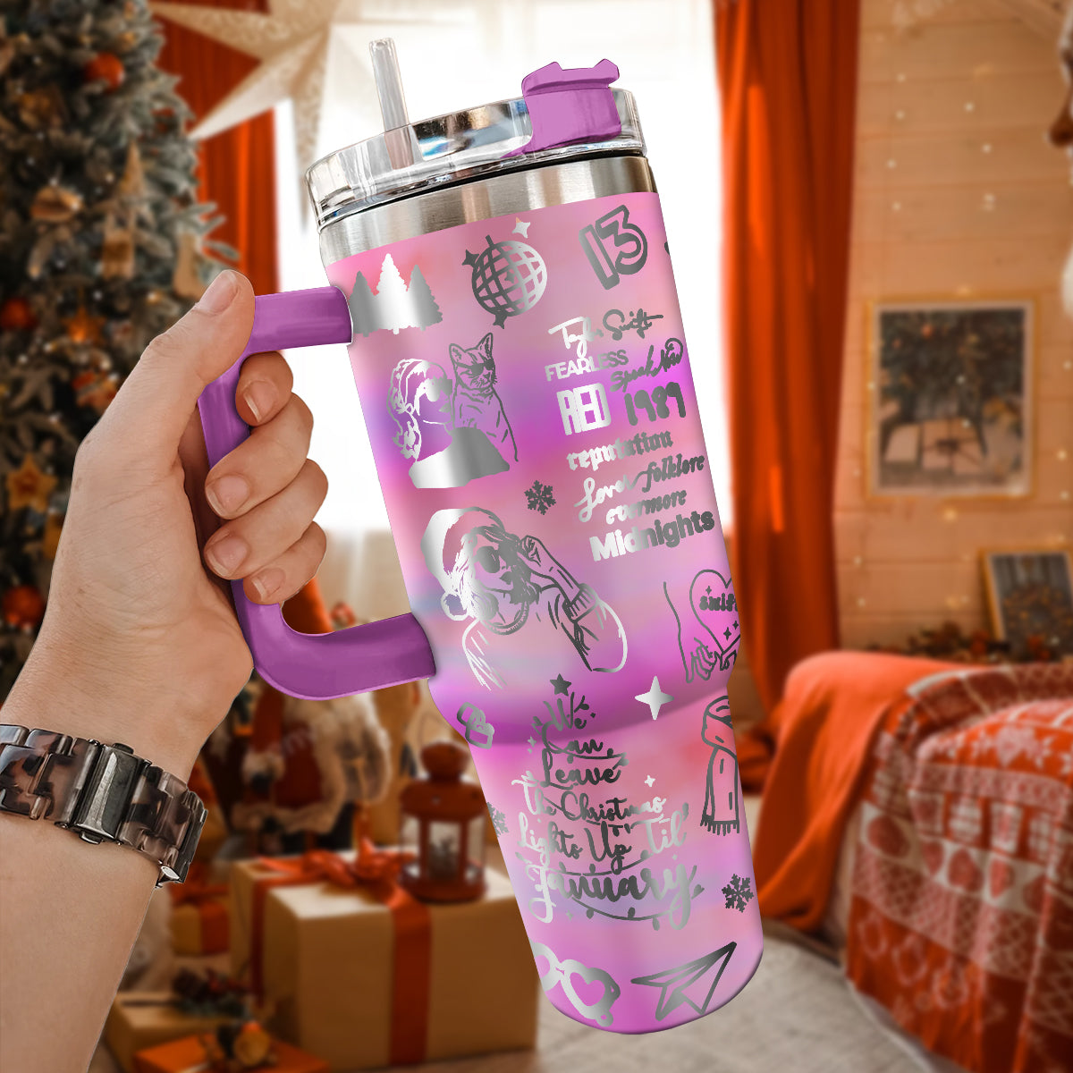 Taylor Swift Music Christmas Custom Stanley Cup 40 oz 30 oz Tumbler With HandleTVC2301423 - Image 2