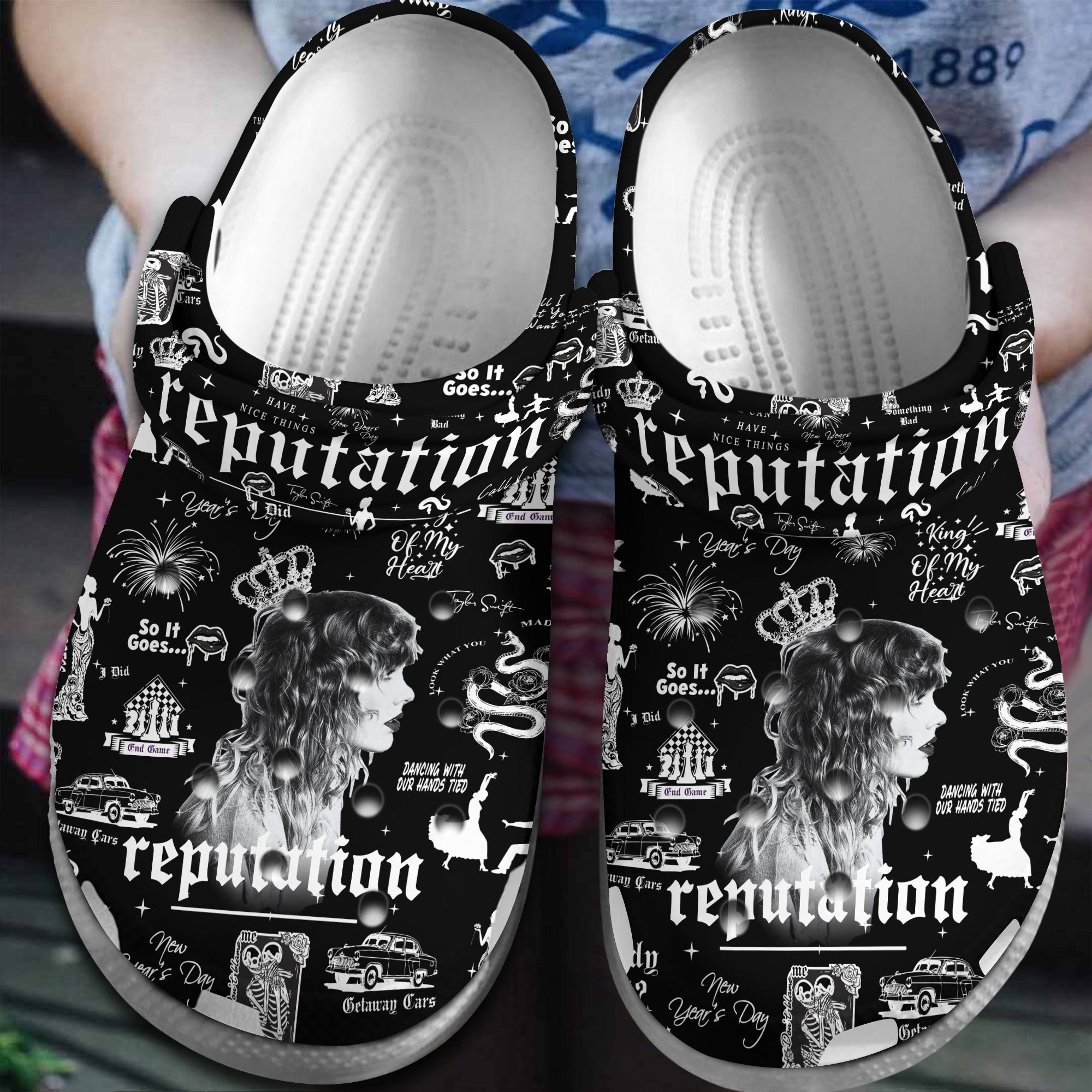 Taylor Swift Music reputation Crocs Crocband Clogs Shoes Comfortable For Men Women and Kids