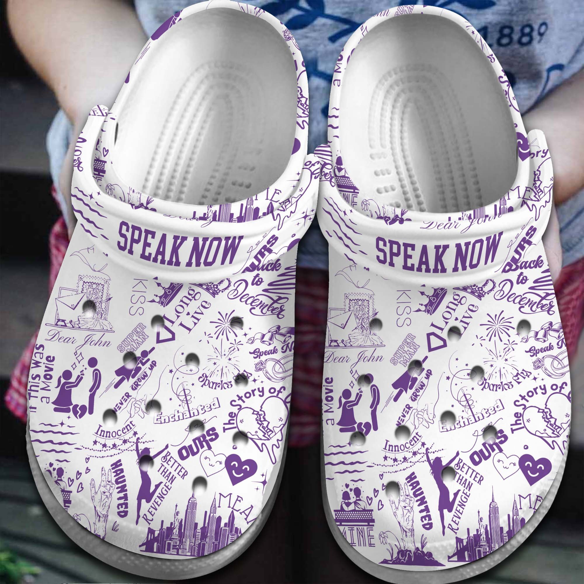 Taylor Swift Music speak now Crocs Crocband Clogs Shoes Comfortable For Men Women and Kids
