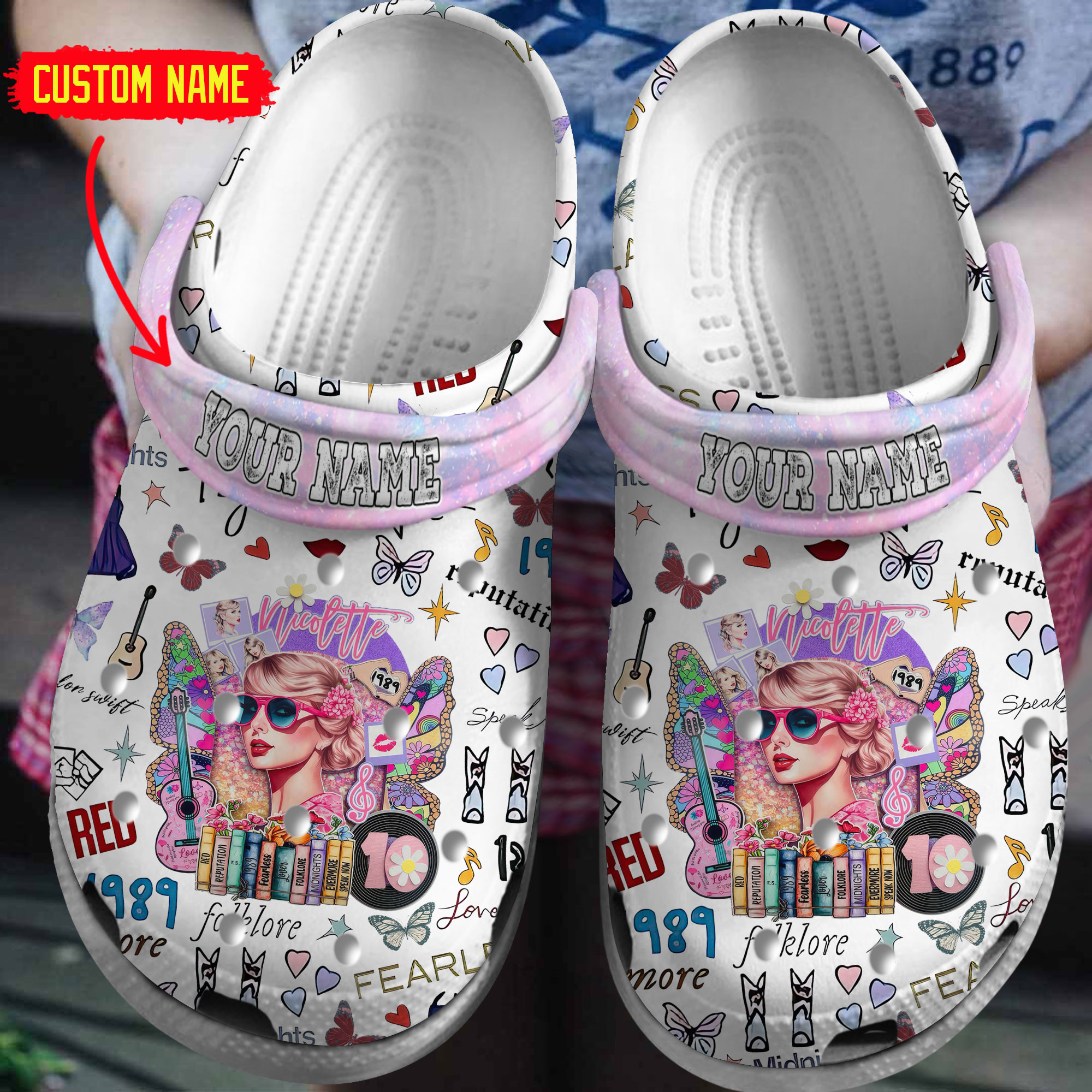 Taylor Swift Reputation Album Music Crocs Crocband Clogs Shoes Comfortable For Men Women and Kids