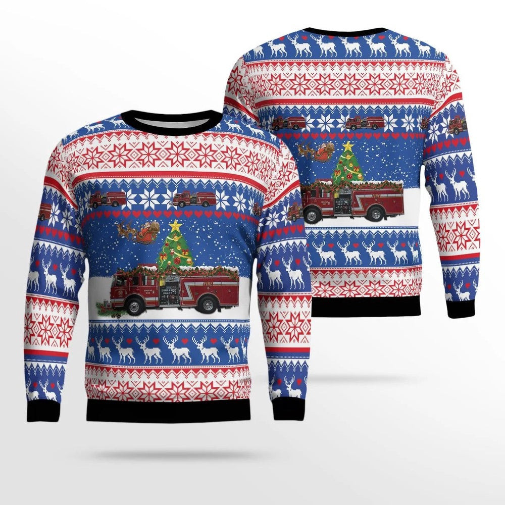 Taylorsville North Carolina Central Alexander Fire Department Station 0 AOP Ugly Sweater Unisex Christmas Gift