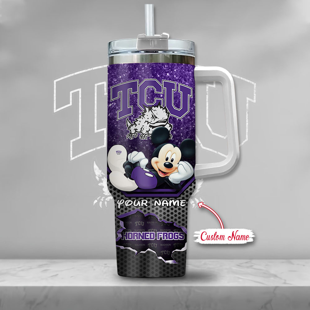 TCU Horned Frogs NCAA Mickey Mouse Custom Stanley Cup 40 oz 30 oz Tumbler With HandleTVC230122 - Image 2