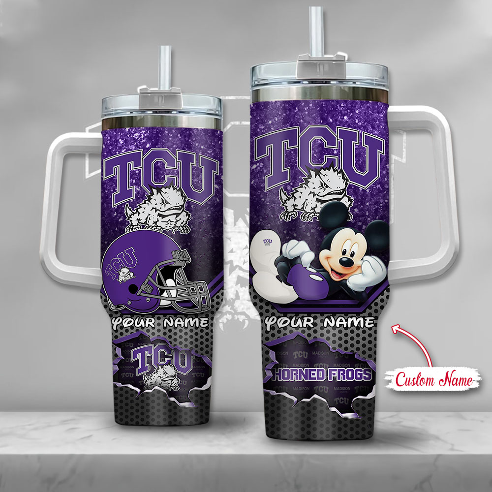 TCU Horned Frogs NCAA Mickey Mouse Custom Stanley Cup 40 oz 30 oz Tumbler With HandleTVC230122