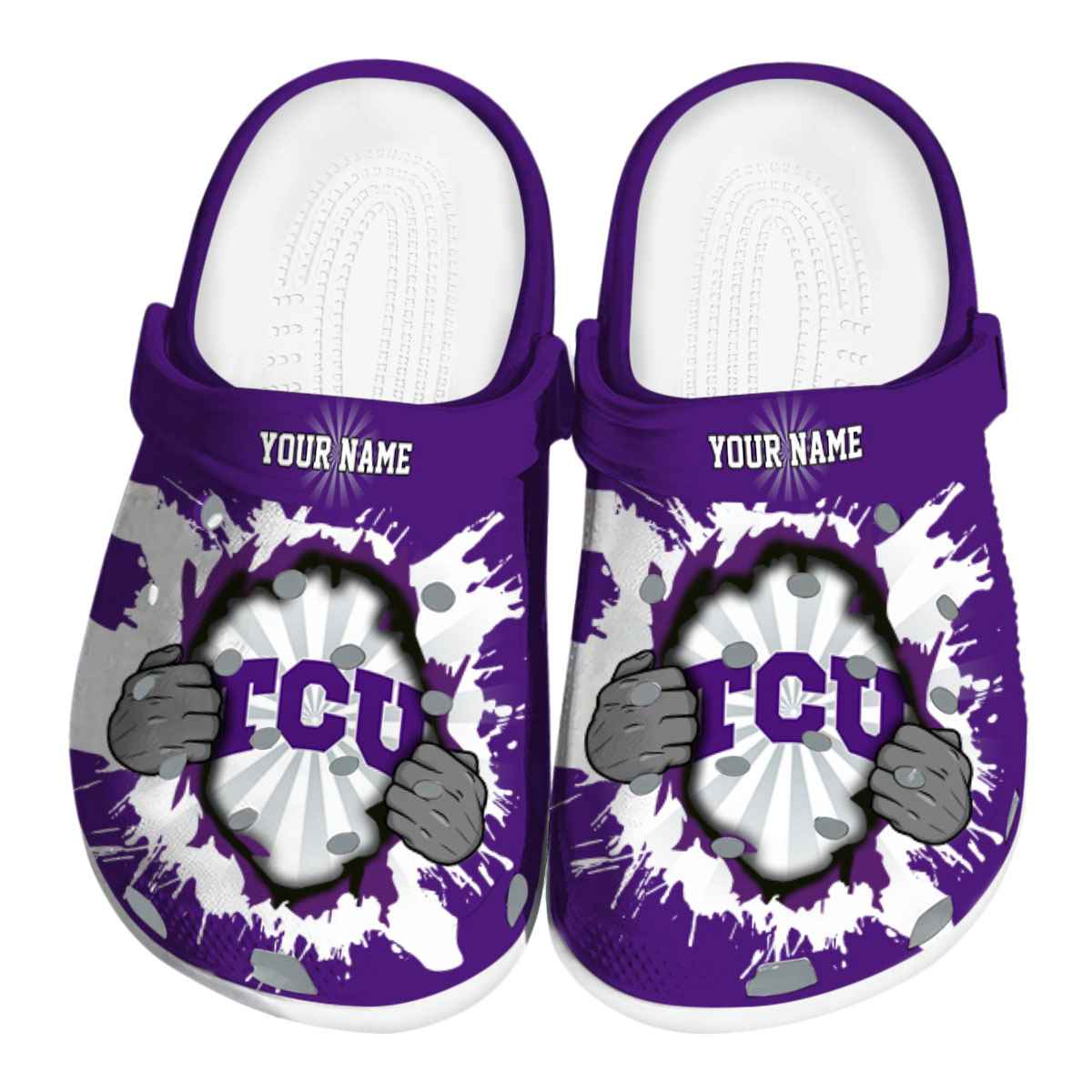 TCU Horned Frogs NCAA Sport Crocs Crocband Clogs Shoes Comfortable For Men Women and Kids