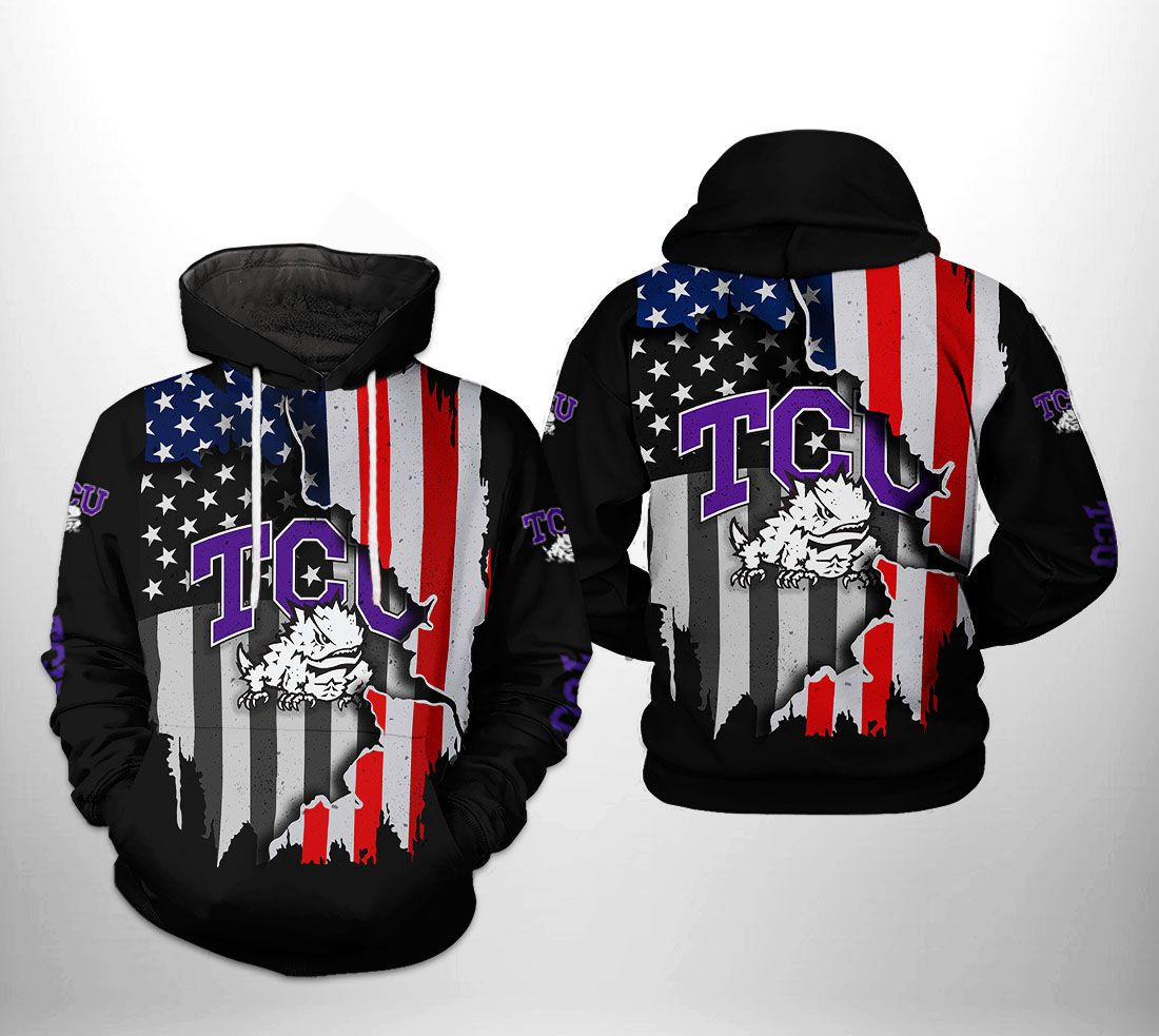 Tcu Horned Frogs NCAA US Flag 3D All Over Print Hoodie, Zip Hoodie