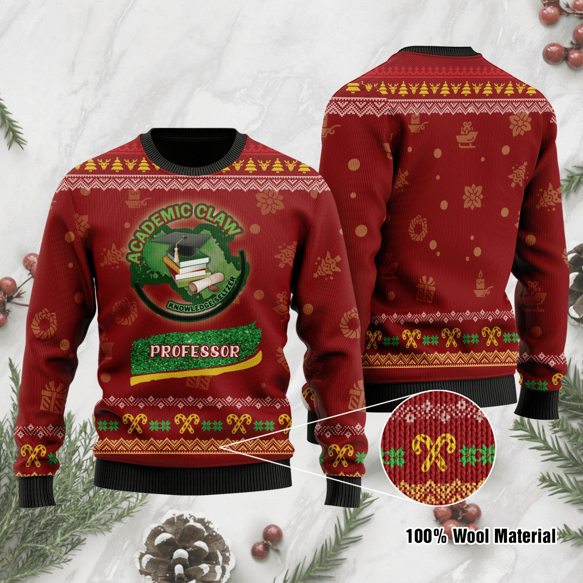 Teacher Academic Ugly Christmas Sweater Adult 3D Funny Matching for family