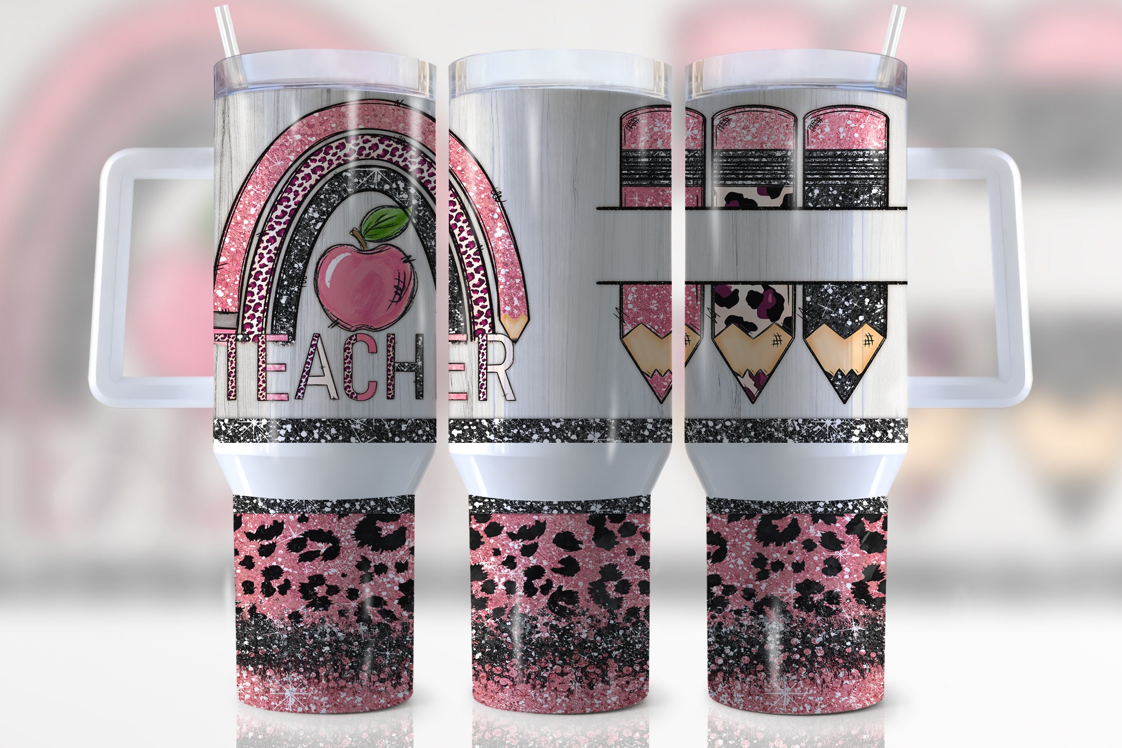 Teacher Glitter Leopard Print Custom Stanley Cup 40 oz 30 oz Tumbler With HandleTVC2301944