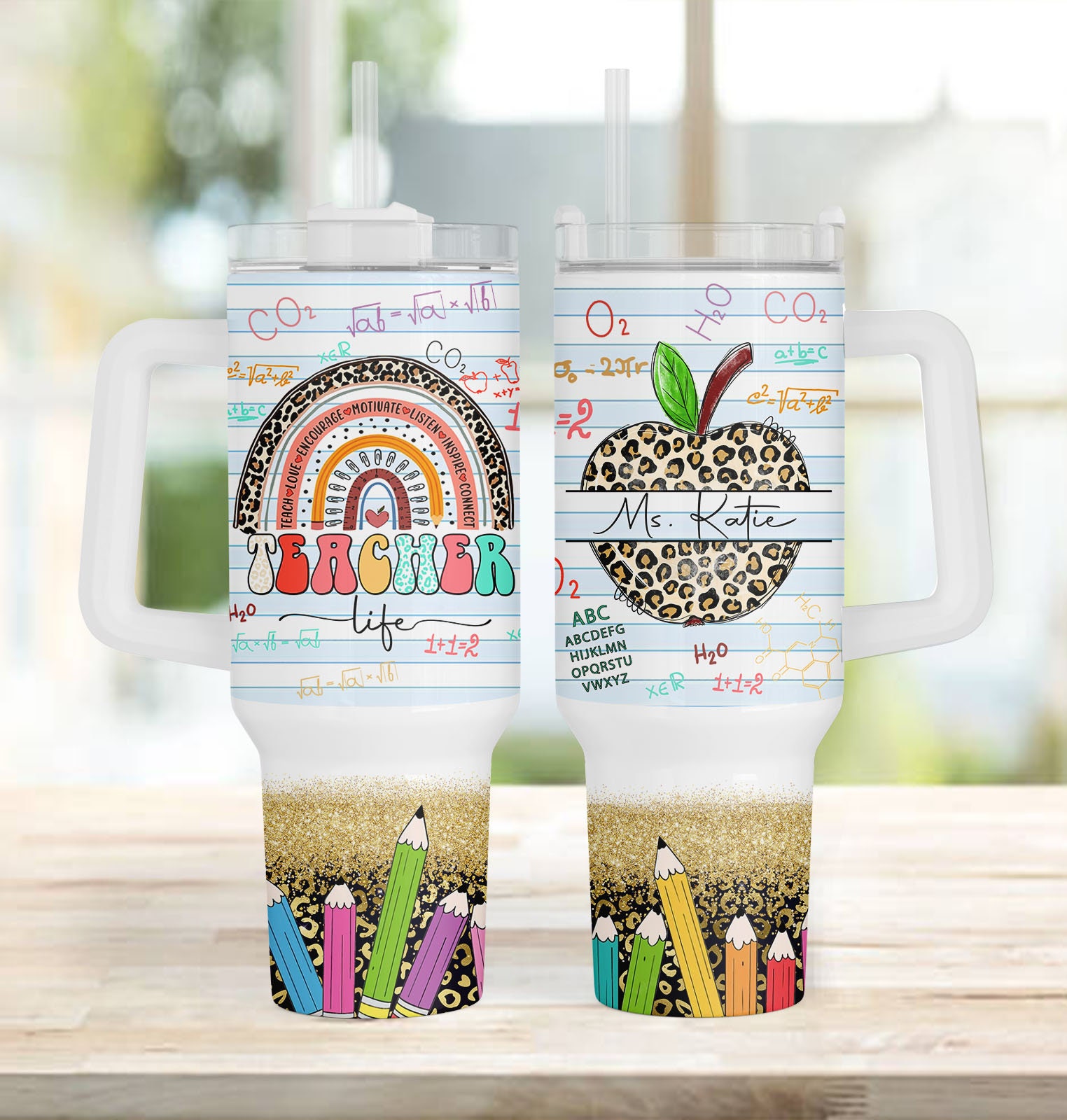 Teacher Life Glitter Leopard Print Custom Stanley Cup 40 oz 30 oz Tumbler With HandleTVC2301959