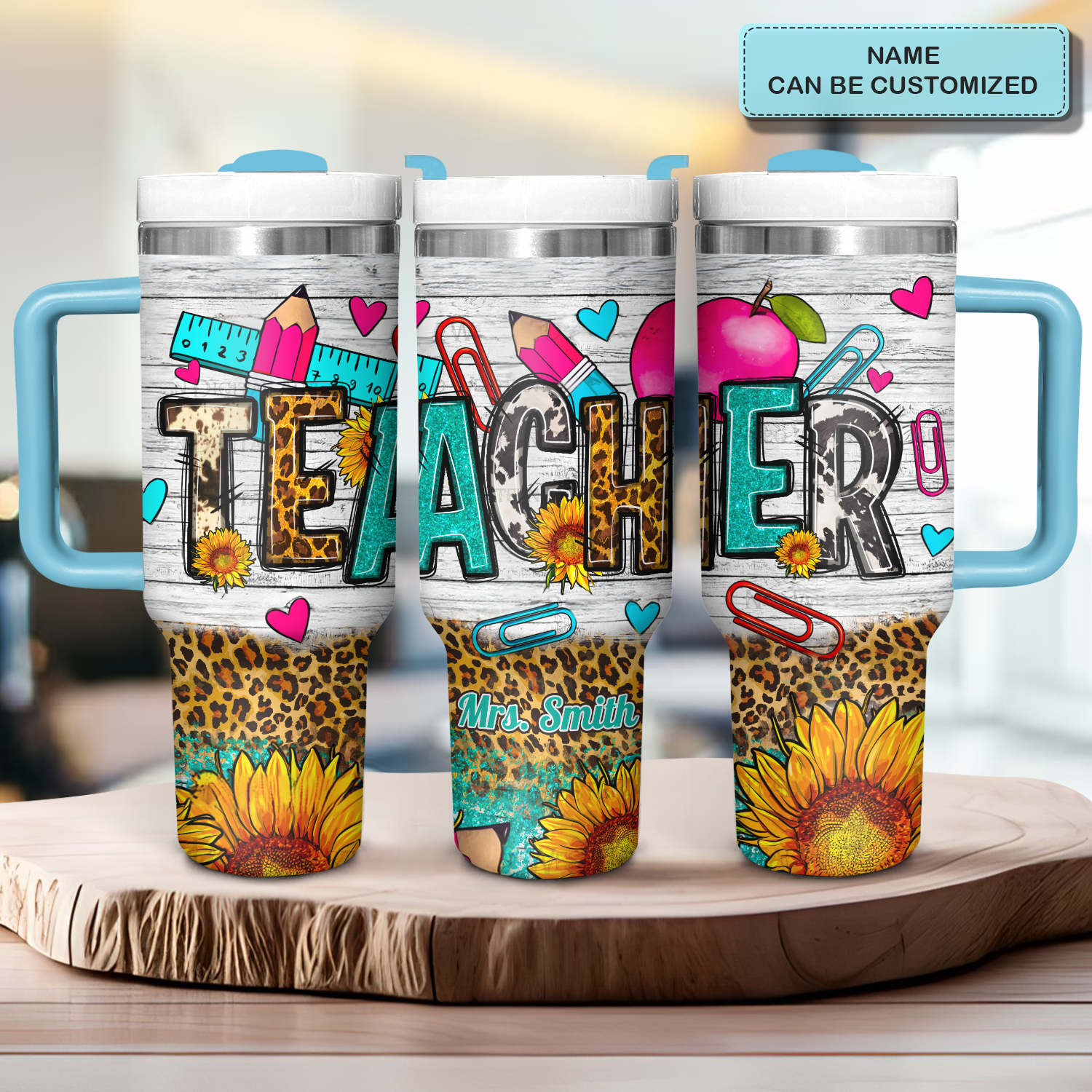 Teacher Sunflower Custom Stanley Cup 40 oz 30 oz Tumbler With HandleTVC2301724