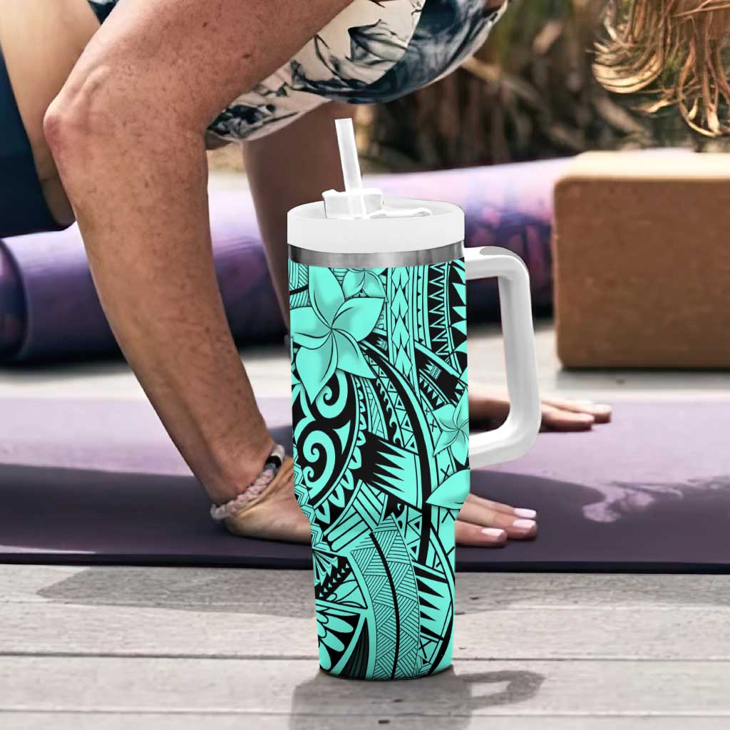 Teal Pacific Flowers Tribal Polynesian Custom Stanley Cup 40 oz 30 oz Tumbler With HandleTVC2301395 - Image 6