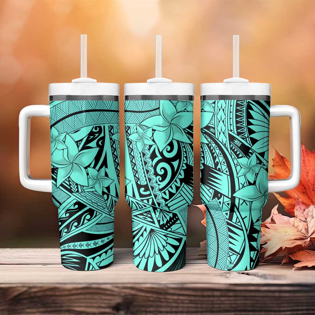 Teal Pacific Flowers Tribal Polynesian Custom Stanley Cup 40 oz 30 oz Tumbler With HandleTVC2301395 - Image 4