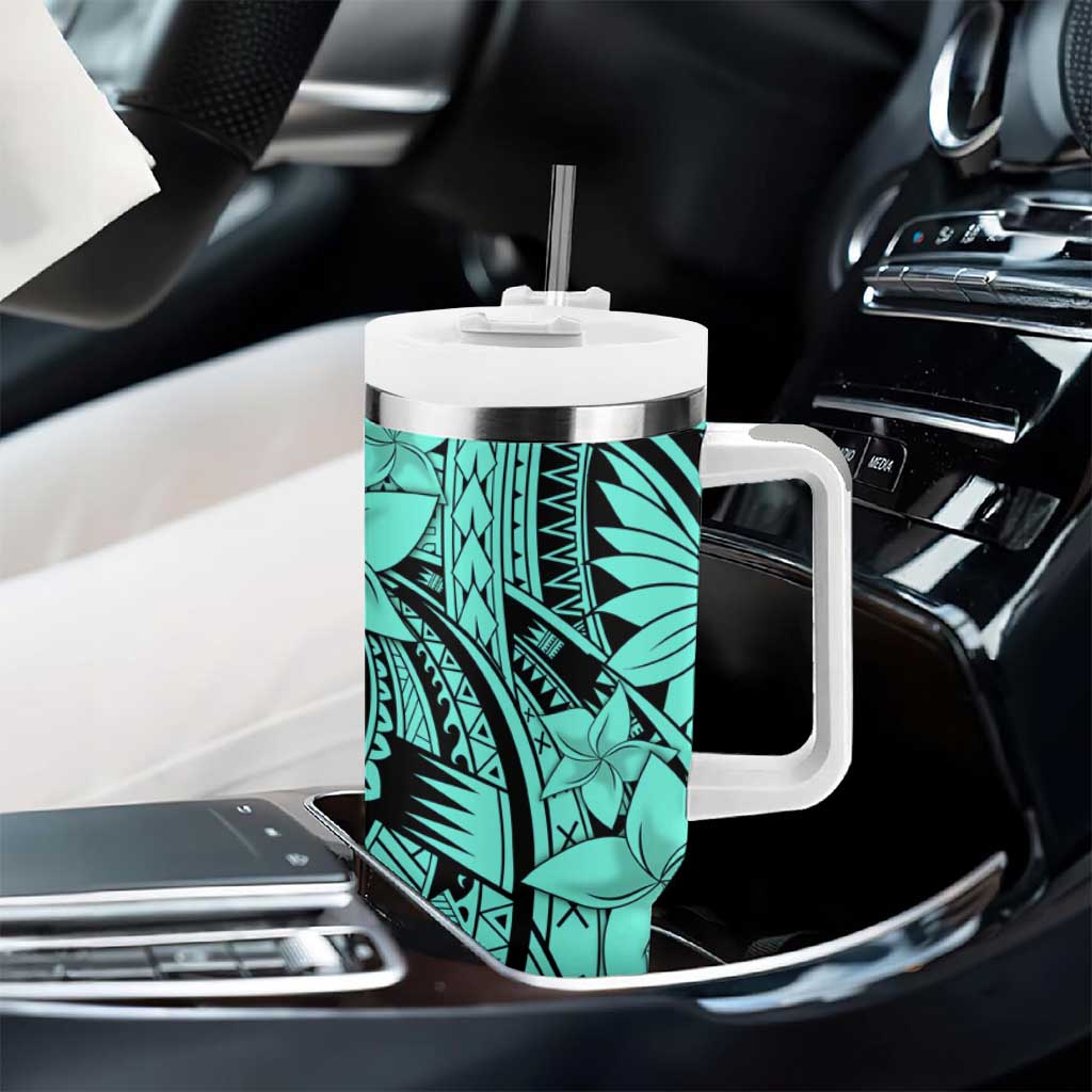 Teal Pacific Flowers Tribal Polynesian Custom Stanley Cup 40 oz 30 oz Tumbler With HandleTVC2301395 - Image 8