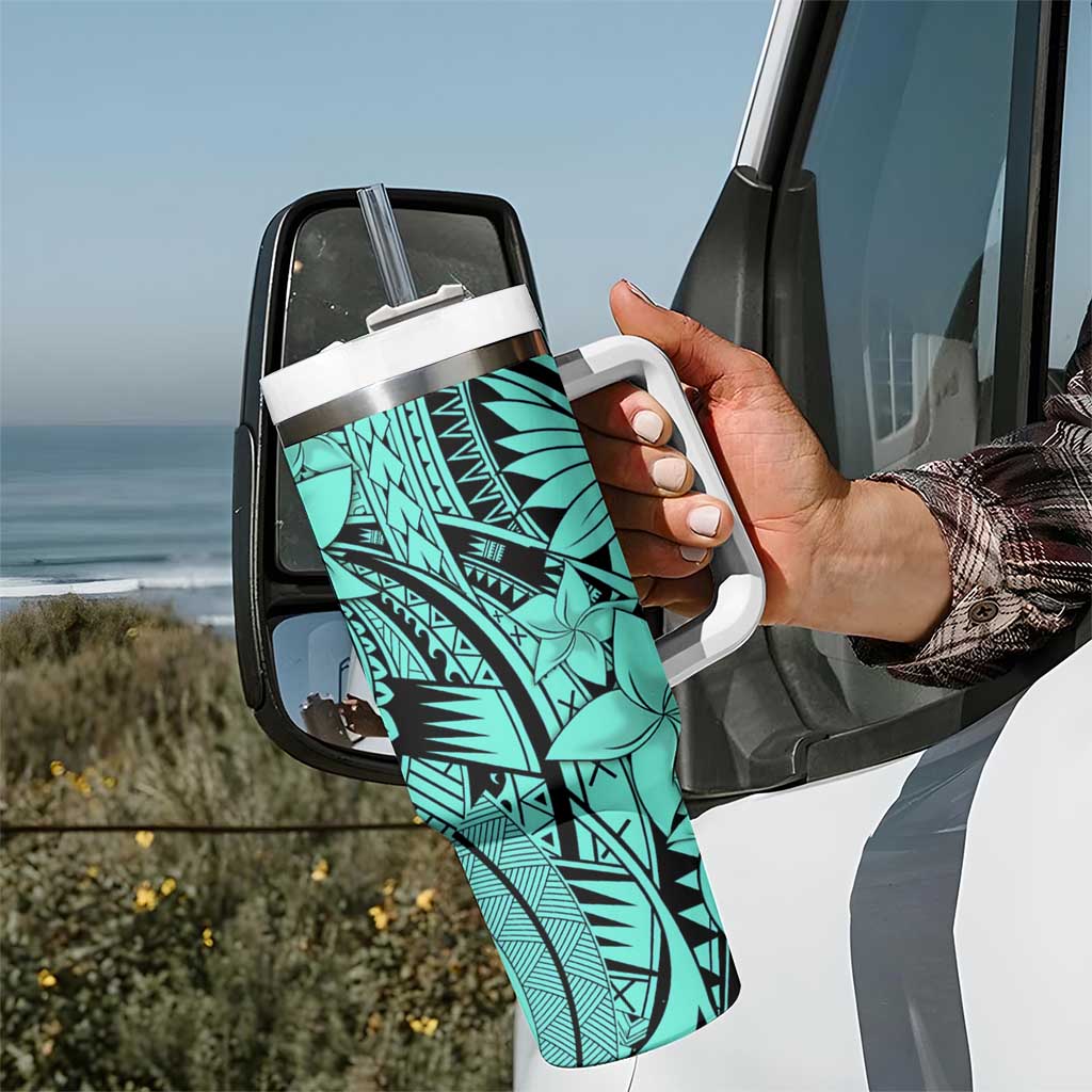 Teal Pacific Flowers Tribal Polynesian Custom Stanley Cup 40 oz 30 oz Tumbler With HandleTVC2301395 - Image 7
