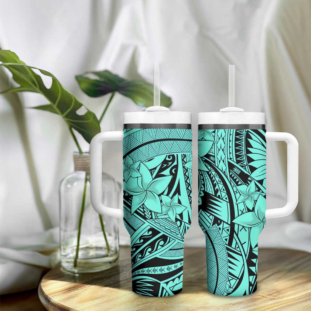 Teal Pacific Flowers Tribal Polynesian Custom Stanley Cup 40 oz 30 oz Tumbler With HandleTVC2301395 - Image 9
