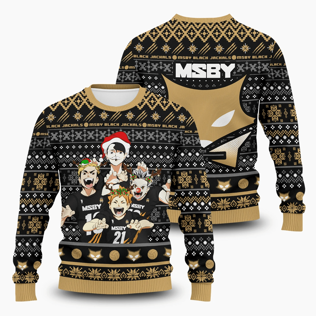 Team Black Jackal Ugly Christmas Sweater Adult 3D Funny Matching for family
