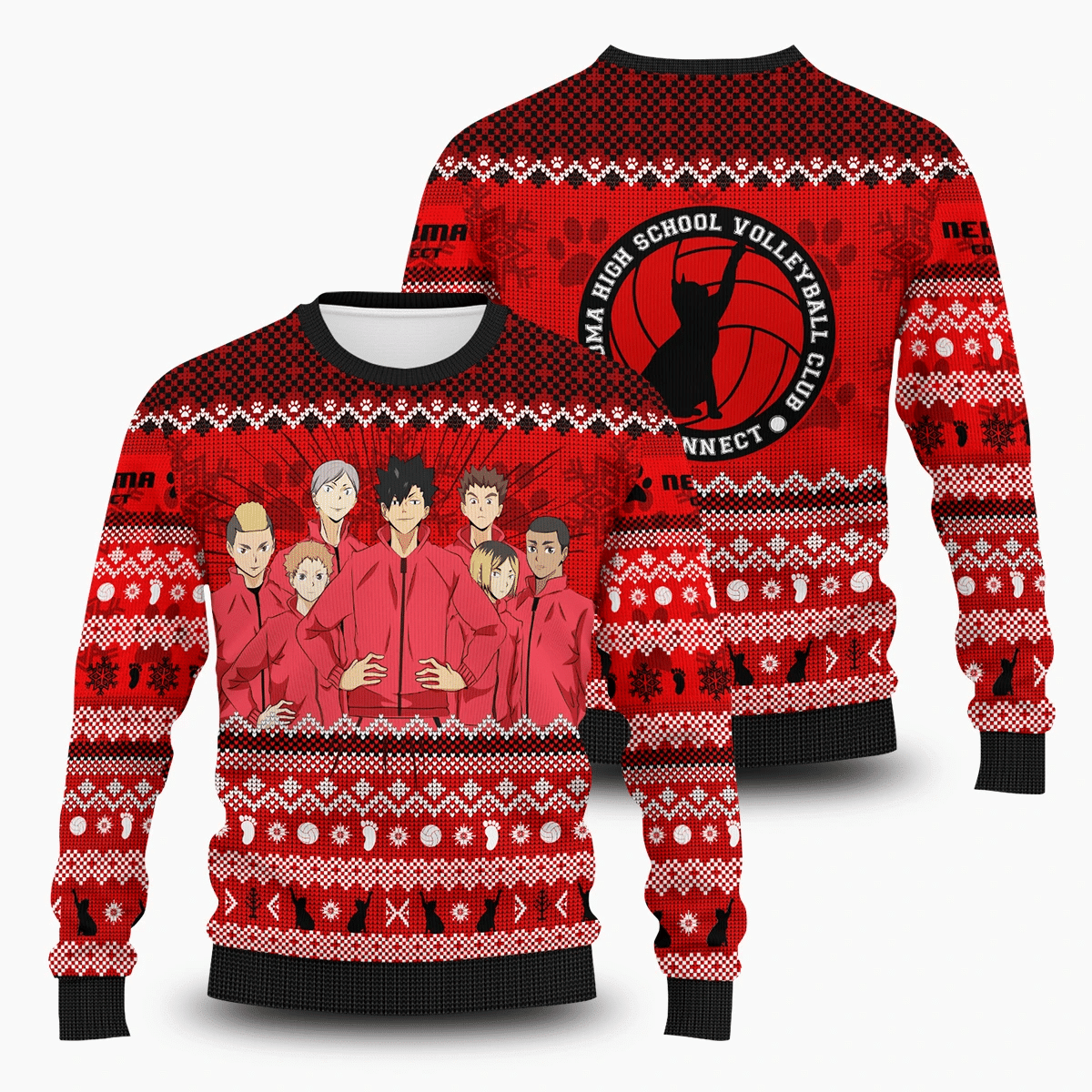 Team Cat Ugly Christmas Sweater Adult 3D Funny Matching for family
