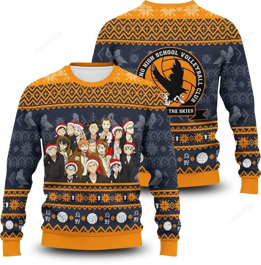 Team Karasuno High School Haikyuu Ugly Christmas Sweater Adult 3D Funny Matching for family