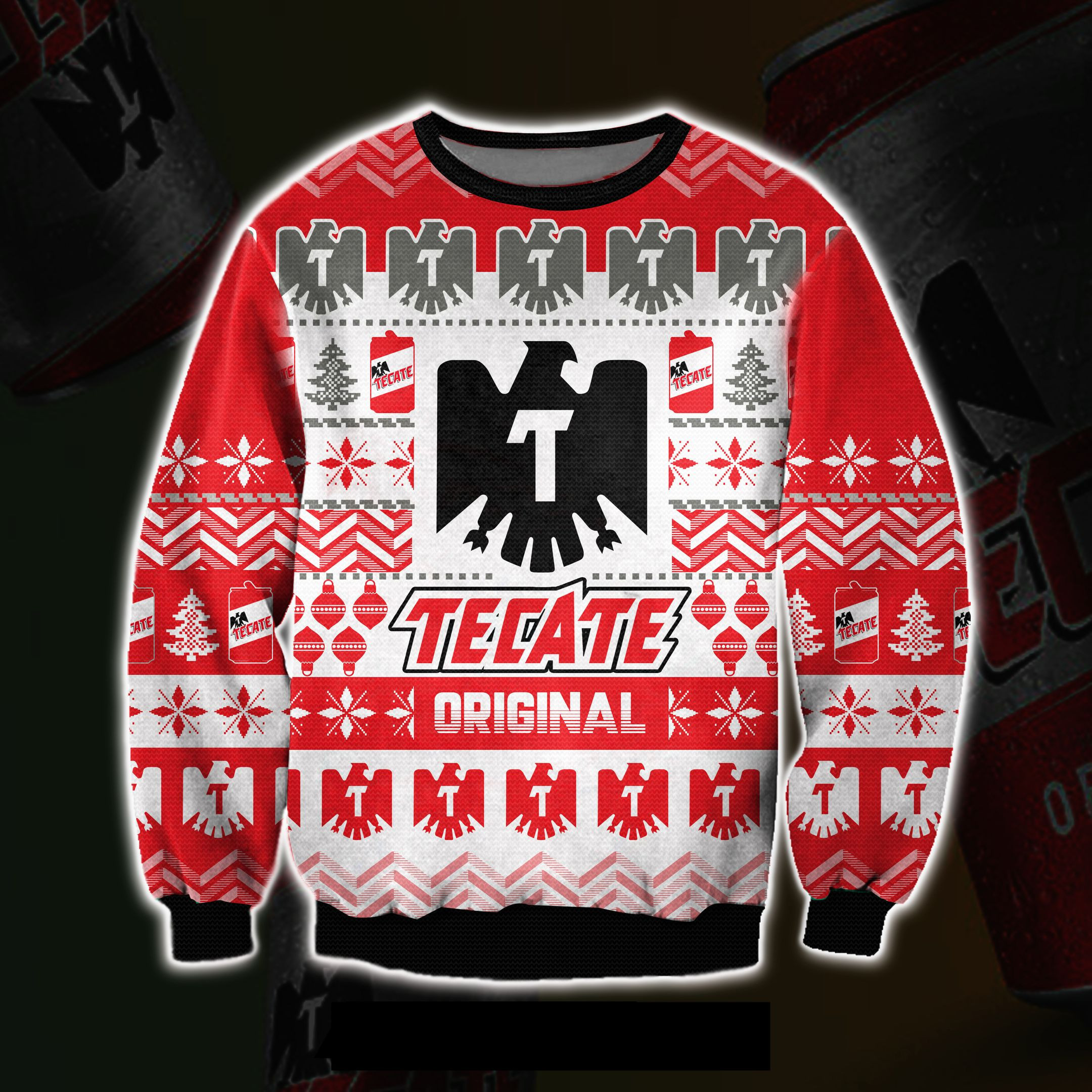 Tecate Beer 3D All Over Print Ugly Christmas Sweater Adult 3D Funny Matching for family 1