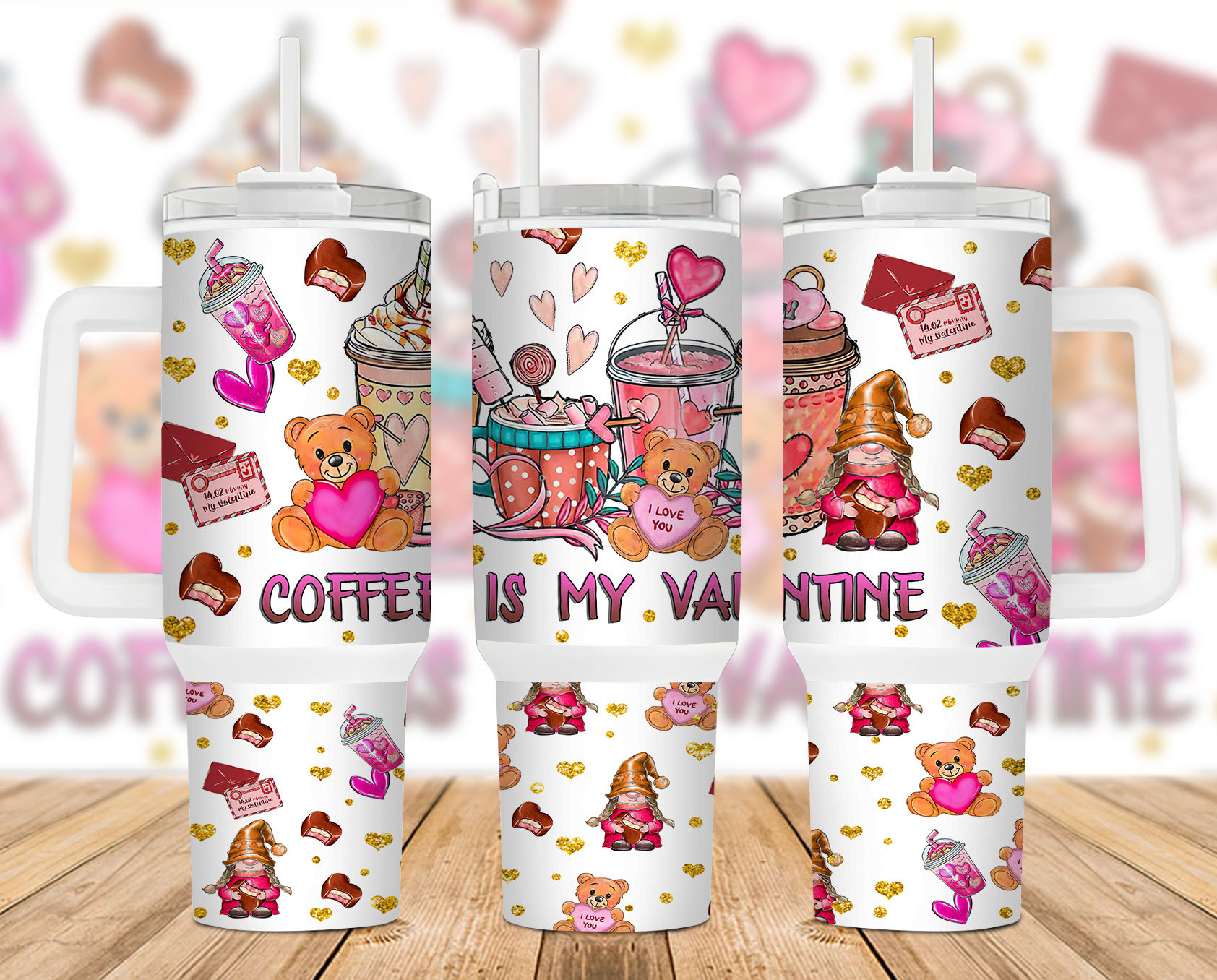 Teddy Bear Valentines Coffee Custom Stanley Cup 40 oz 30 oz Tumbler With HandleTVC2301886
