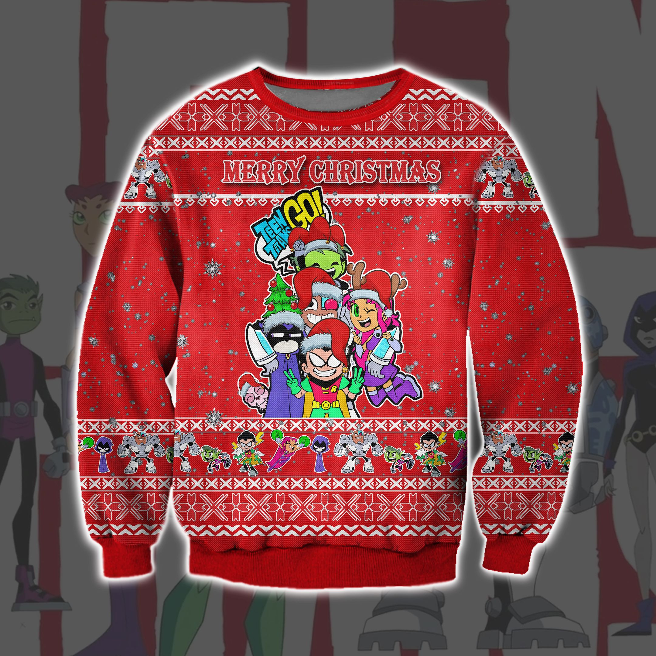 Teen Titans Go ! Ugly Christmas Sweater Adult 3D Funny Matching for family